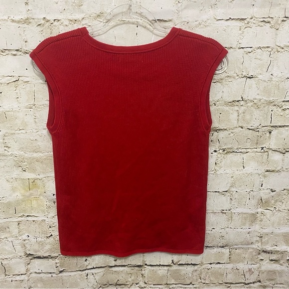 Calvin Klein Red Rubbed Sleeveless Sweater Vest - Picture 5 of 6